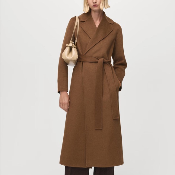 Mango Handmade Wool Coat With Belt - Picture 1 of 6